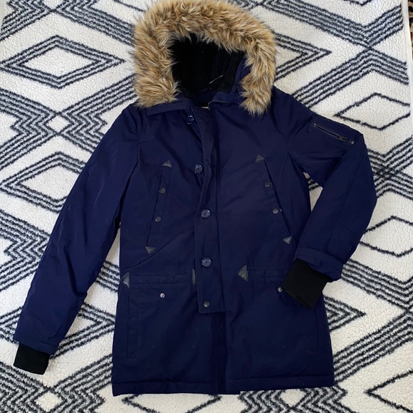 Express Blue Faux Fur Hooded Parka | Women’s | Size: XS